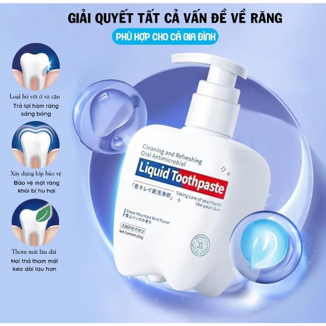 Kem Đánh Răng Liquid Toothpaste 200g Trắng Răng, Thơm Miệng, Loại bỏ ố vàng chính hãng