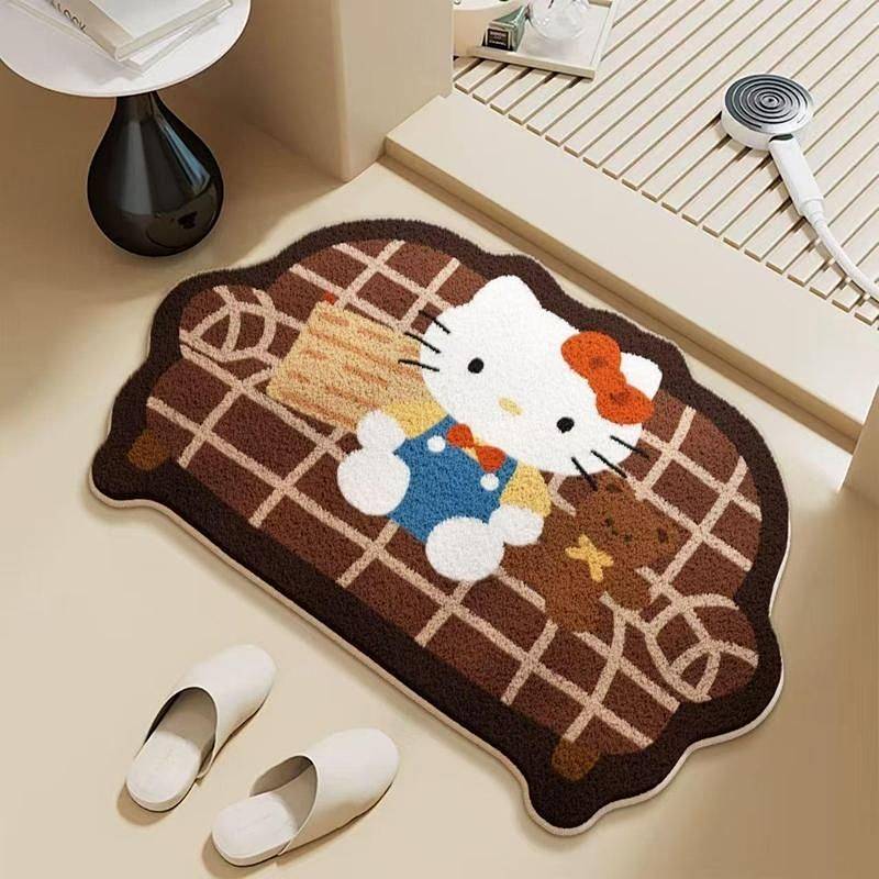 Kitty Carpet Cute Cartoon Cashmere Floor Mat Bathroom Toilet Floor Mat Toilet Door Wear-Resistant Bl