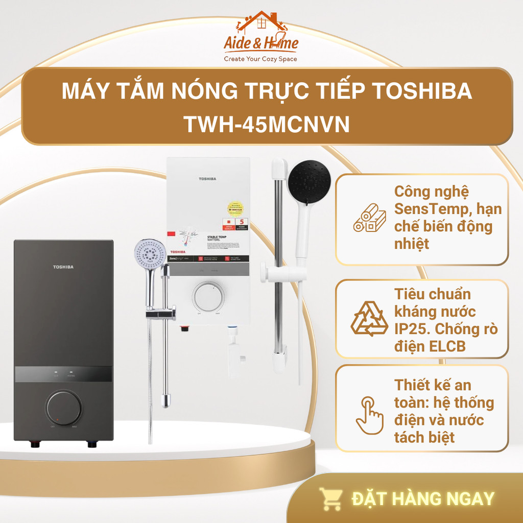 Máy tắm nóng trực tiếp Toshiba TWH-45MCNVN(S)-WB | TWH-45MCNVN(W)-WB - Bảo Hành 24 Tháng