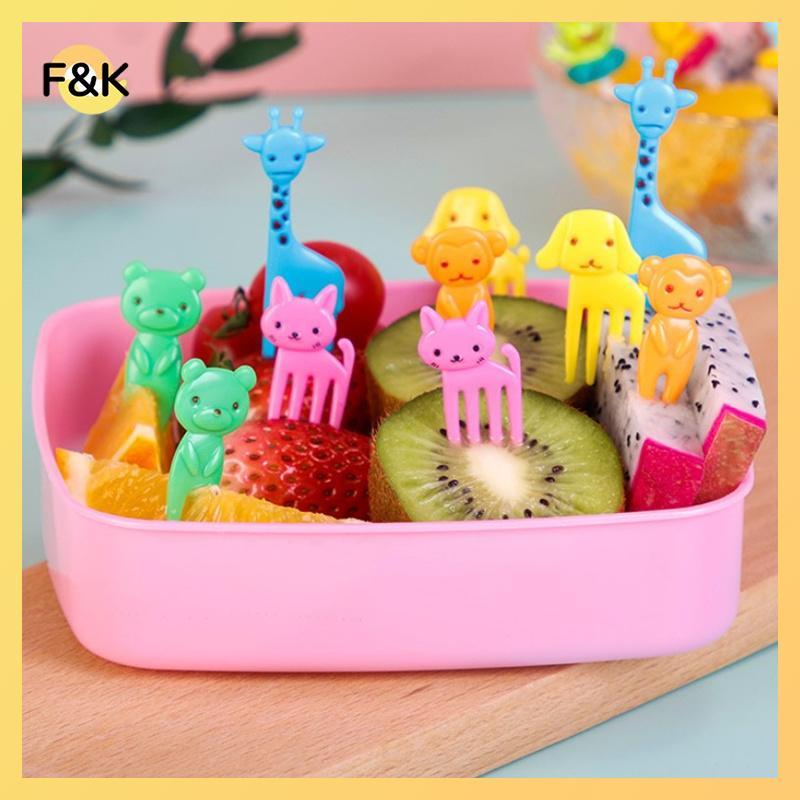 F & K Animal Farm Fruit Fork Mini Cartoon Children Sna Cake Món Tráng Miệng Thực Phẩm Trái Cây Pi.