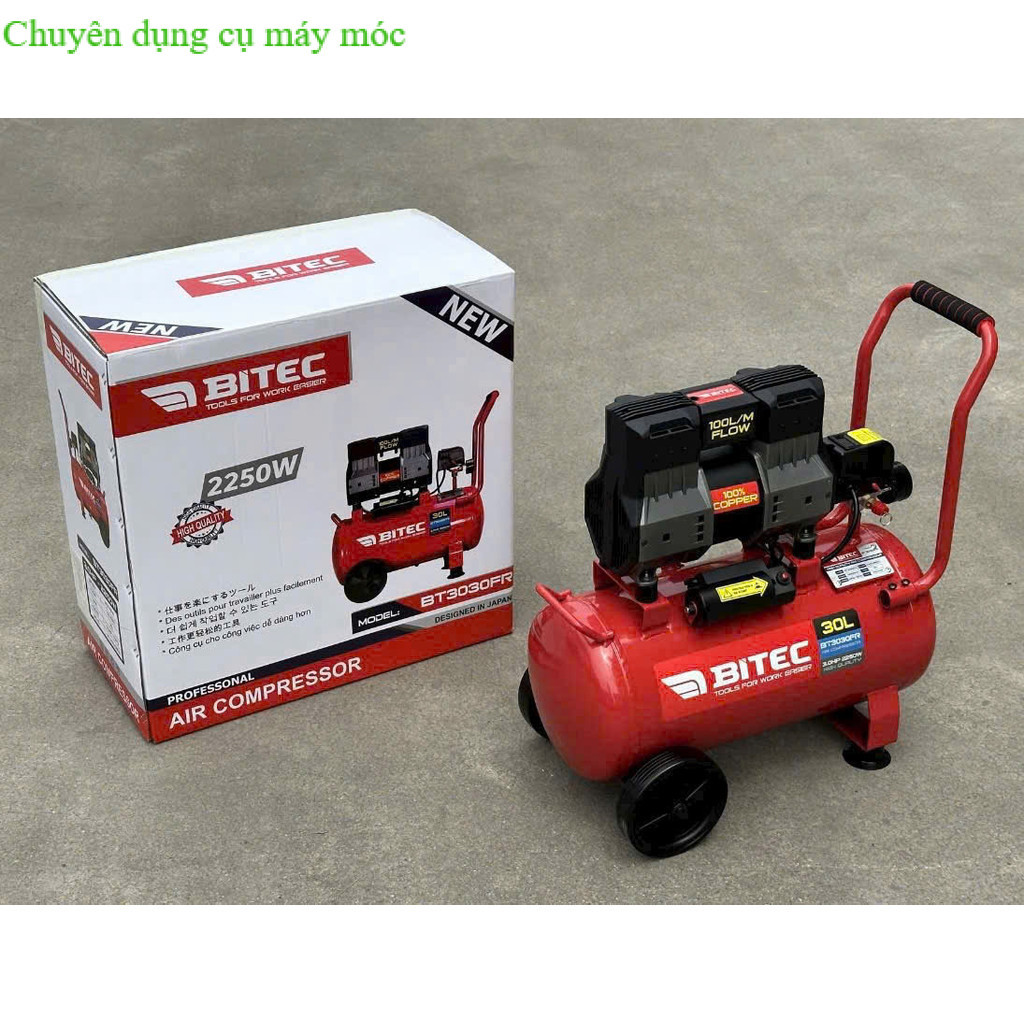 Máy nén khí không dầu 30 lít BTEC BT3030FE 2250W mẫu mới .BTEC SHOP DỤNG CU
