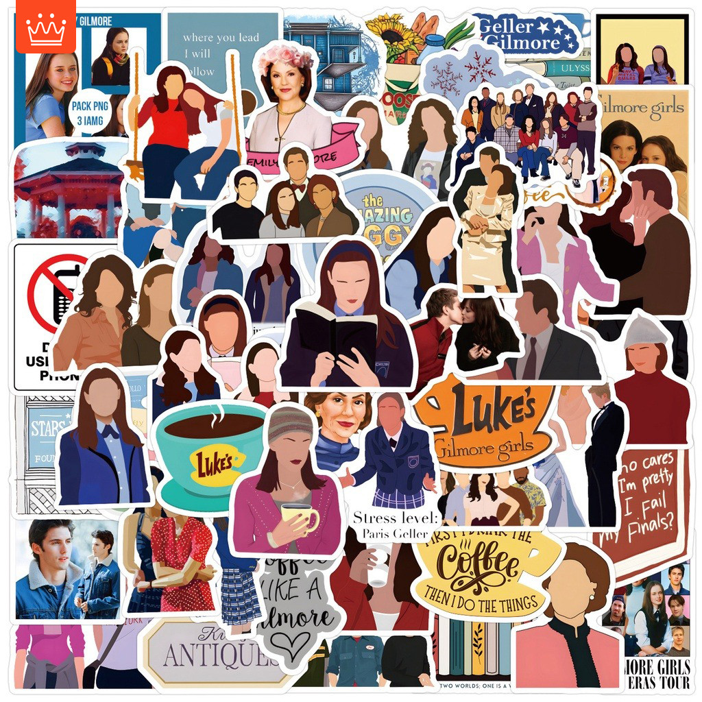 J · Gilmore Girls Sticker Pack Bộ đề can phim truyền hình Mỹ Graffiti chống nước dành cho trẻ em, 55