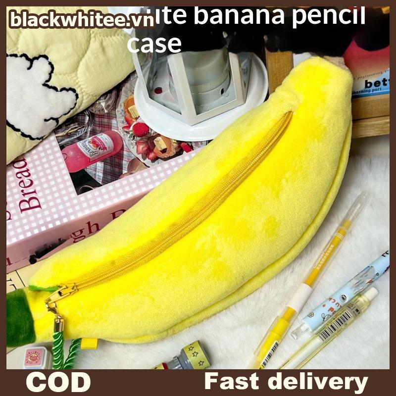 BWHTE Hoạt Hình Dễ Thương Chuối Sang Trọng Hộp Đựng Bút Kawaii Mô Phỏng Trái Cây Văn Phòng Phẩm Túi 
