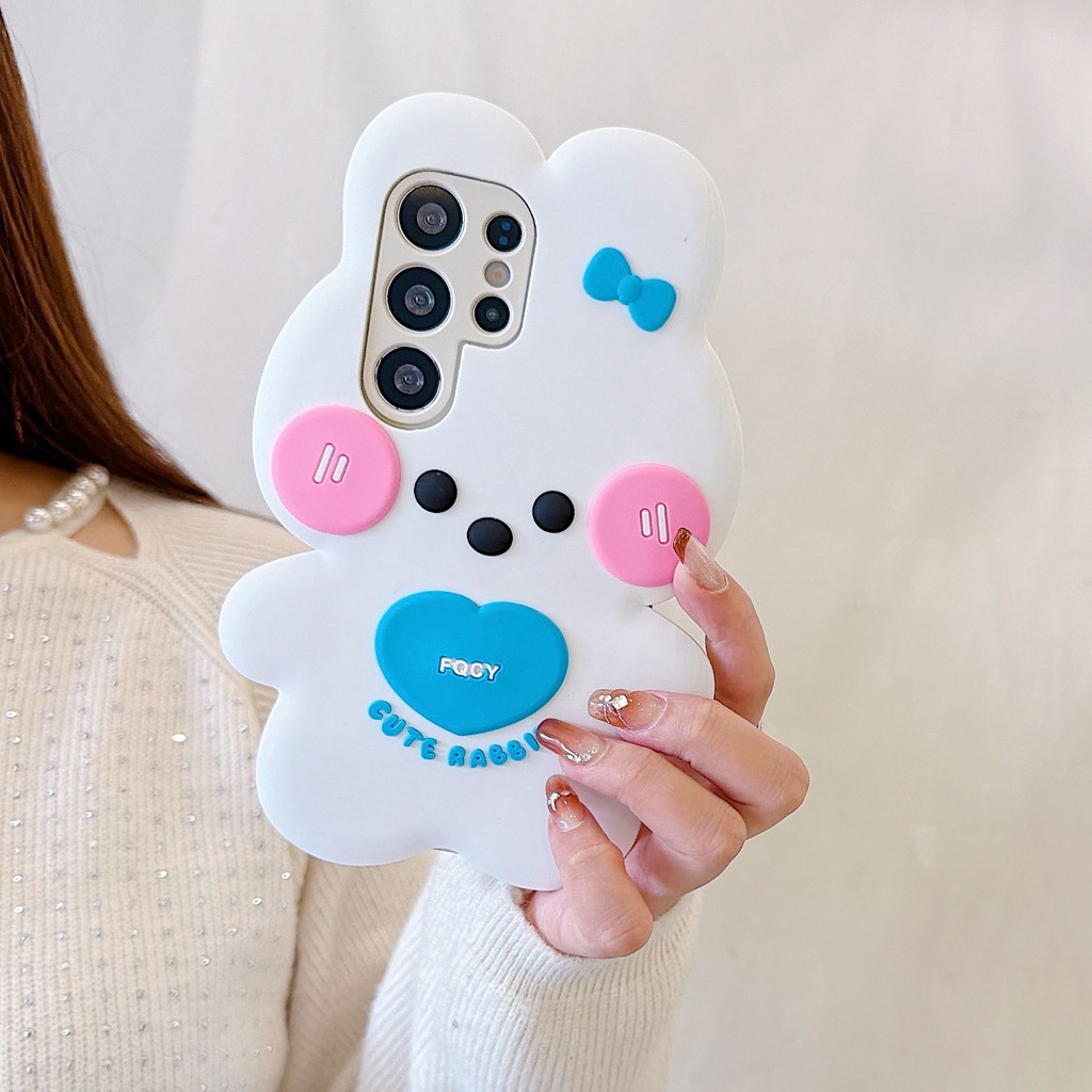 Ốp điện thoại Samsung Galaxy S26 hình thỏ tình yêu màu trắng dễ thương Thích hợp cho Samsung S26 Plu