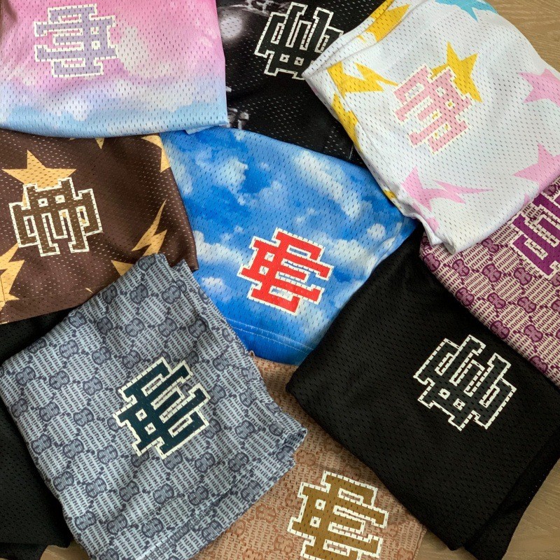 0K2V Eric Emanuel Sports Pants print shorts Printing logo Mesh drawstring American-style men's short