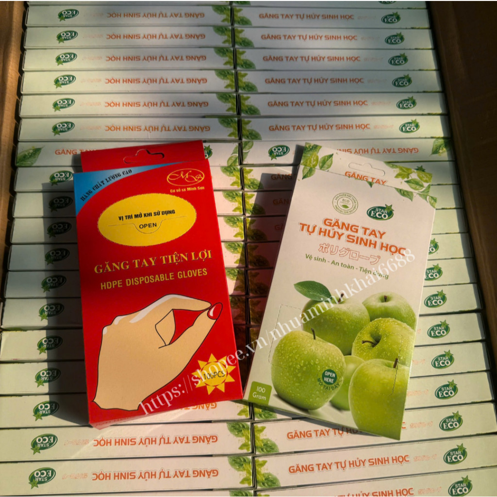 Hộp 100 chiếc găng tay nilon, găng tay sinh học dùng một lần