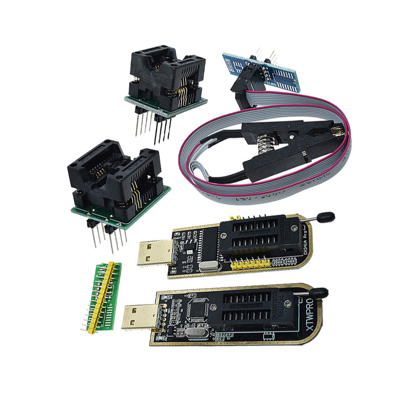 CH341A XTW100 24 25 Series EEPROM Flash BIOS CH341 Mô-đun lập trình USB + Kẹp kiểm tra SOIC8 SOP8 ch