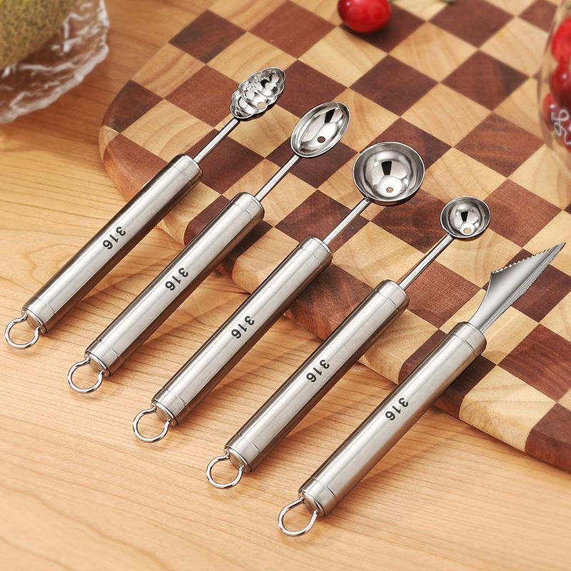 New Product#316Stainless steel fruit ball scooper, ice cream fruit divider, carving knife, watermelo