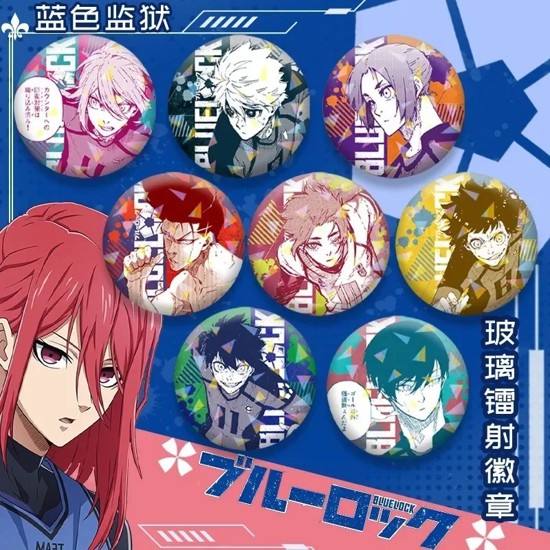 Huy hiệu Blue Lock Badge cài áo Anime Isagi Yoichi Nagi Bachira Rin Chigiri hiệu ứng Laser lấp lánh 