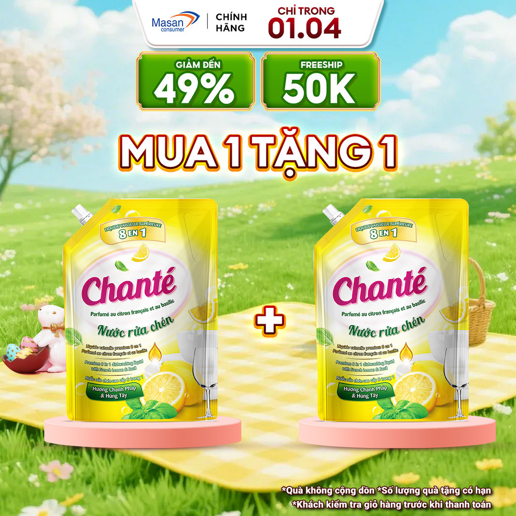 [Chọn loại] Combo 2 Nước rửa chén Chanté túi x 3.2kg