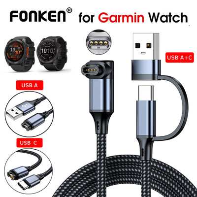 Fonken Type C USB Garmin Watch Cáp sạc từ tính cho Fenix 6 / 6X / 6S Pro / 5X / 5S Plus Forerunner 945 / 935 / 45