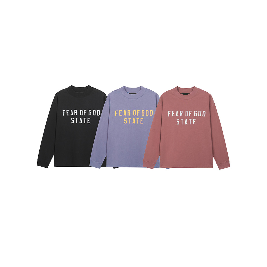 Y67I Fear of God ESSENTIALS Letter Print Unisex Loose Casual Round Neck Long Sleeve T T-shirt Autumn