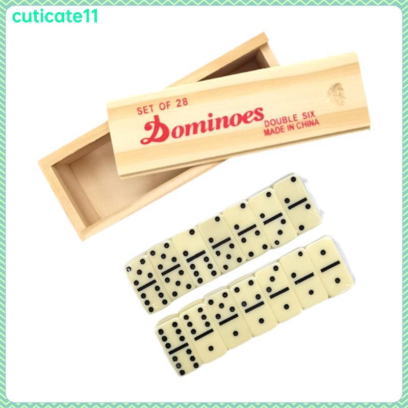 Bộ Dominos kèm hộp gỗ 28 thẻ Dominoes Công cụ giảng dạy trò chơi trên bàn