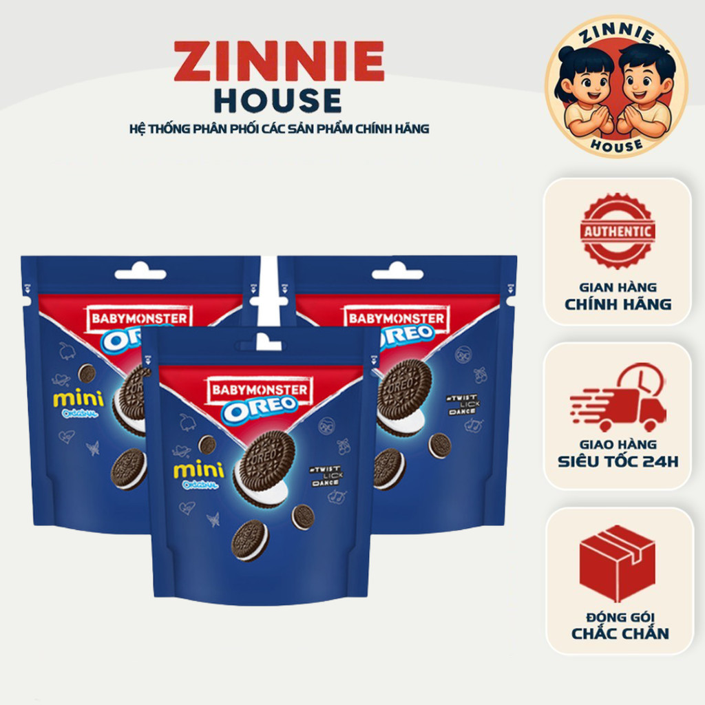 [COMBO 3 BỊCH] Bánh Quy Oreo BabyMonster Mini Kem Vani 58.4g – Phiên Bản Giới Hạn