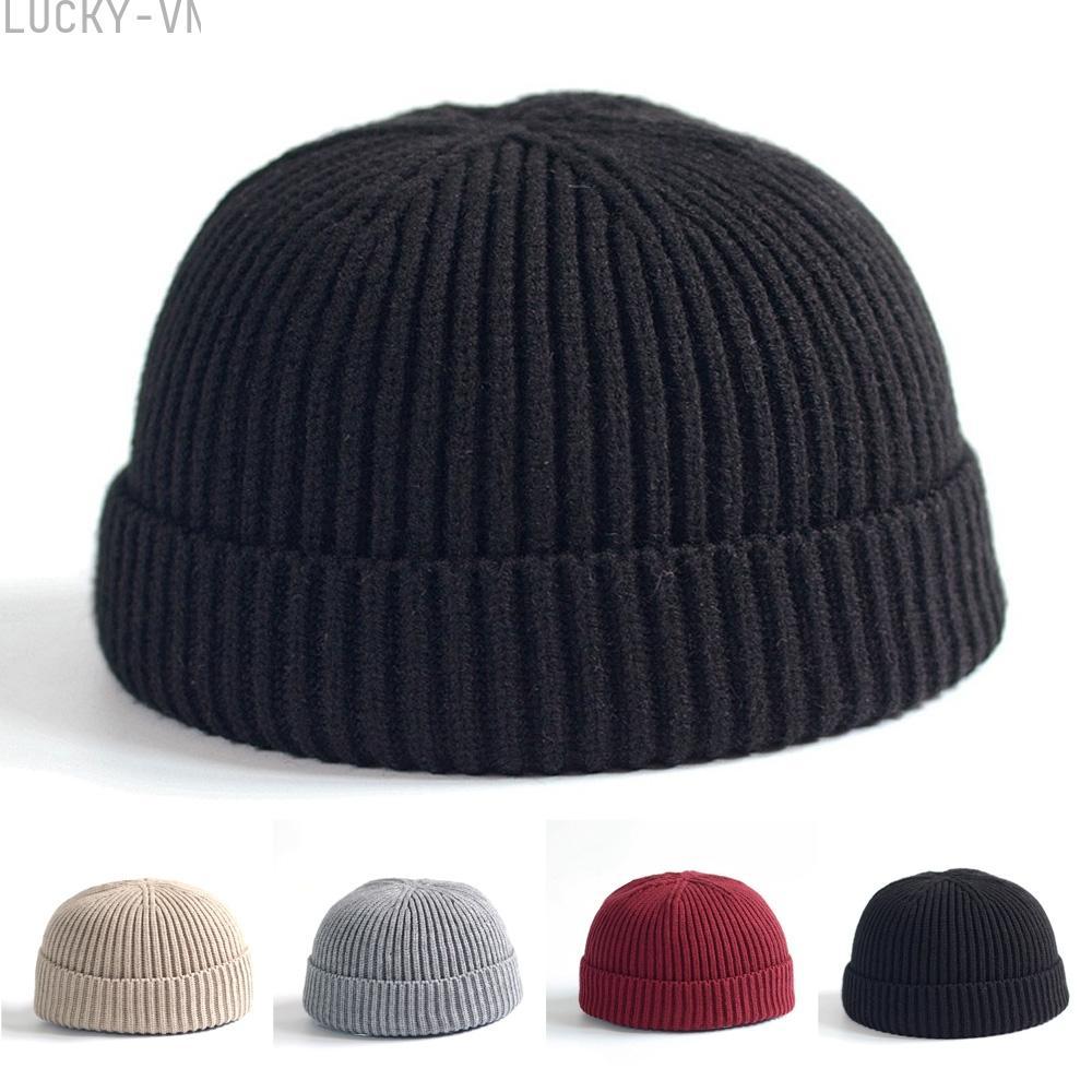 Hat Docker Knitted Men Vintage Women Solid Color Beanie Cuff Brimless Cap