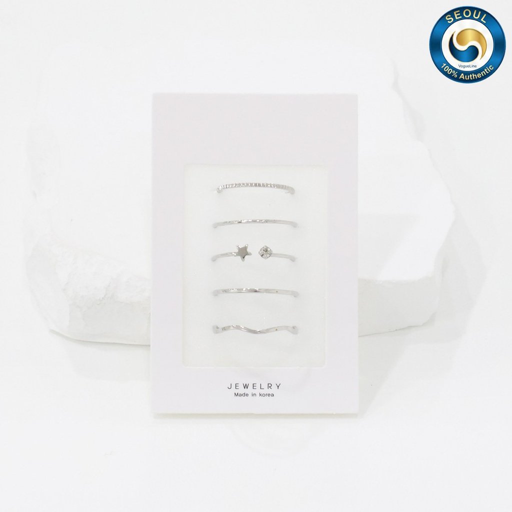 Bộ nhẫn 5 mảnh K-Fashion - Dây Star Open & Dainty