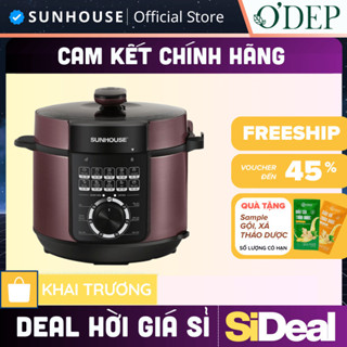 Nồi áp suất điện Sunhouse 6 lít Chính hãng van xả áp an toàn, chống dính dễ vệ sinh SHD1657 - SIDEAL SIA