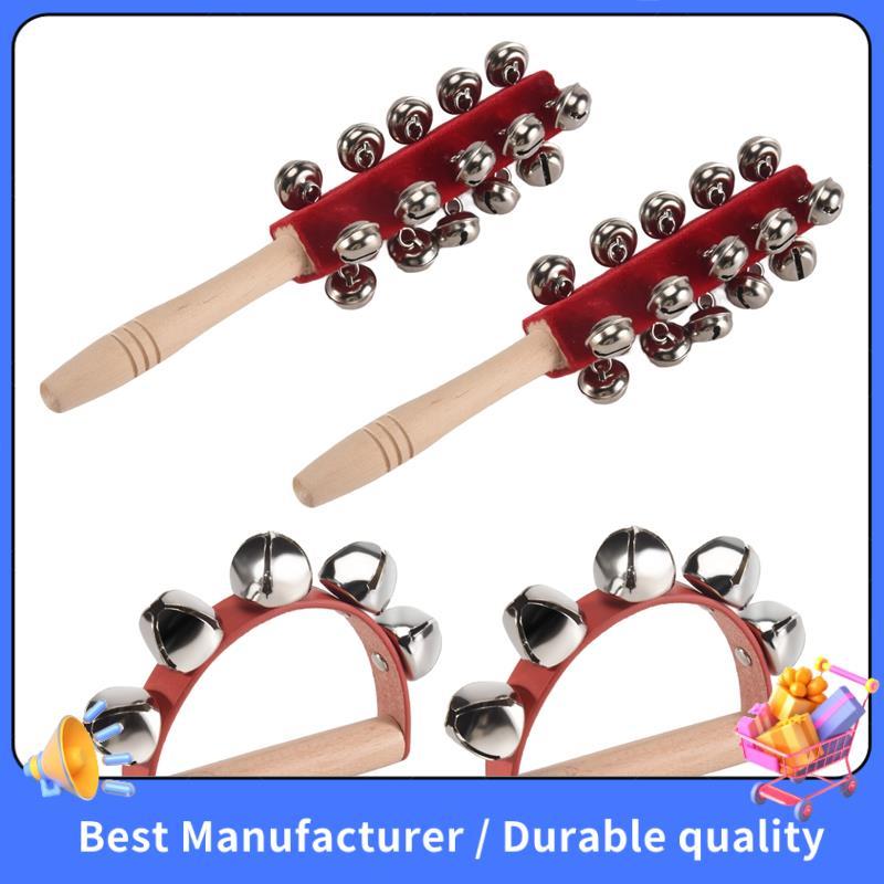 Chuông trượt tuyết cầm tay bằng gỗ Jingle Shaker Bells Handhold Bells Lục lạc Nhạc cụ