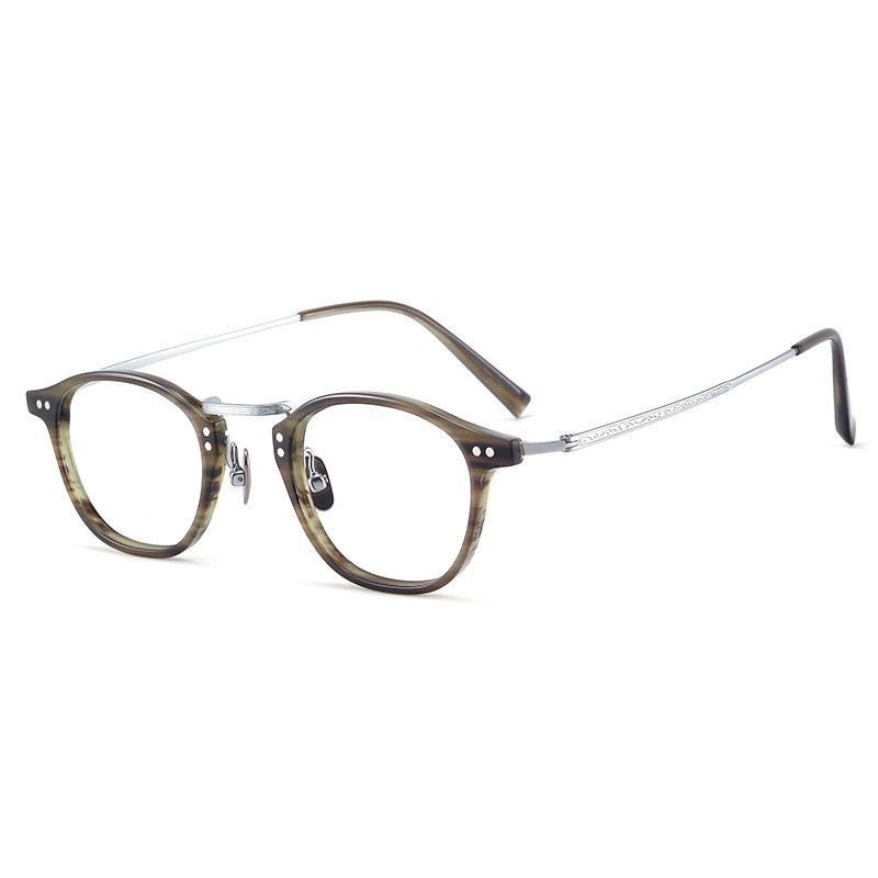 Khung Kính Cận Thị Retro từ Titan và Acetate, Lọc Ánh Sáng Xanh