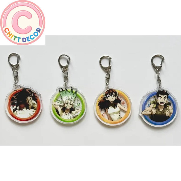 Dr. Stone Acrylic Keychain, Dr. Stone Side Keychain, Senku Ishigami, Taiju Oki, Yuzuriha Ogawa, Koha