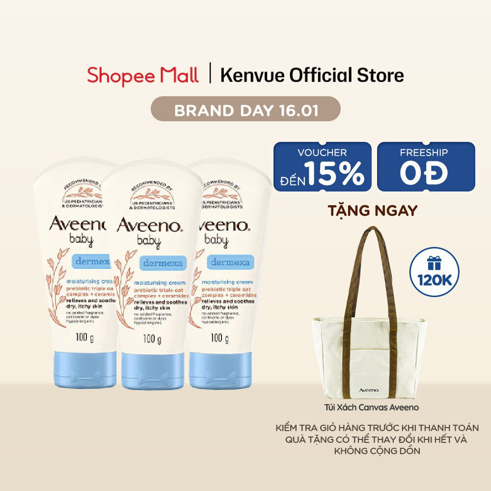 Combo 3 Kem dưỡng ẩm Aveeno Baby Dermexa Cream 100g