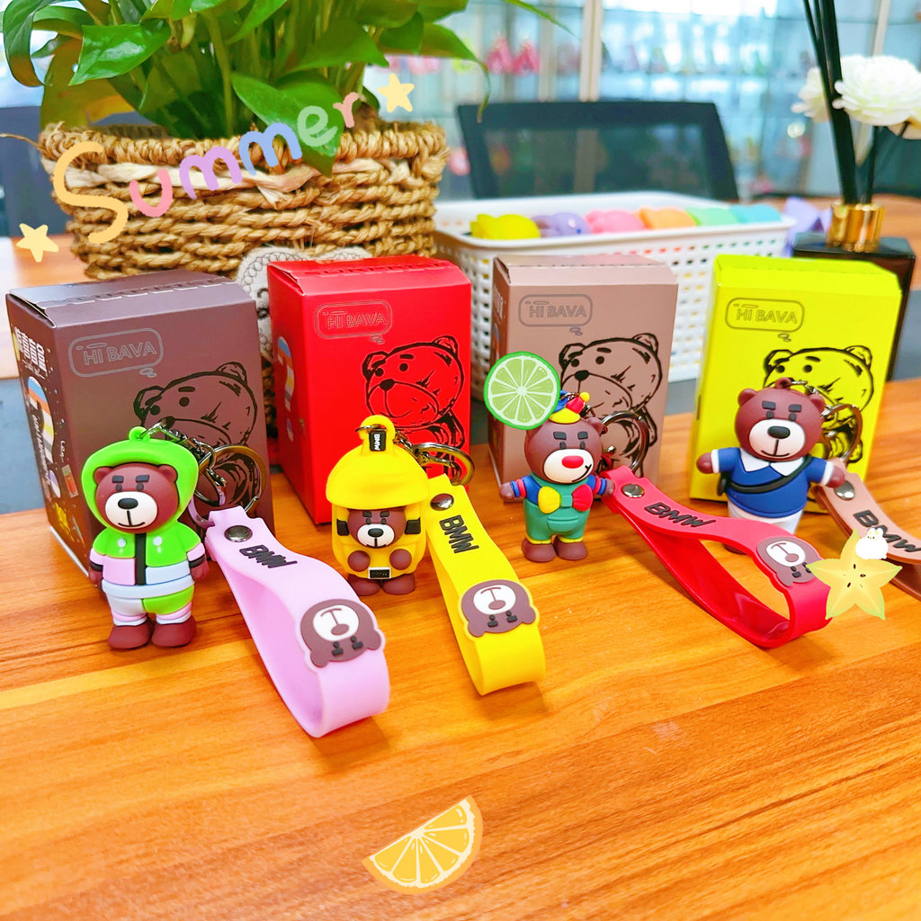 móc khoá tết móc khoá ngựa BMW 4S cùng kiểu móc khóa gấu pvc mềm móc khóa gấu BMW kiểu bốn màu