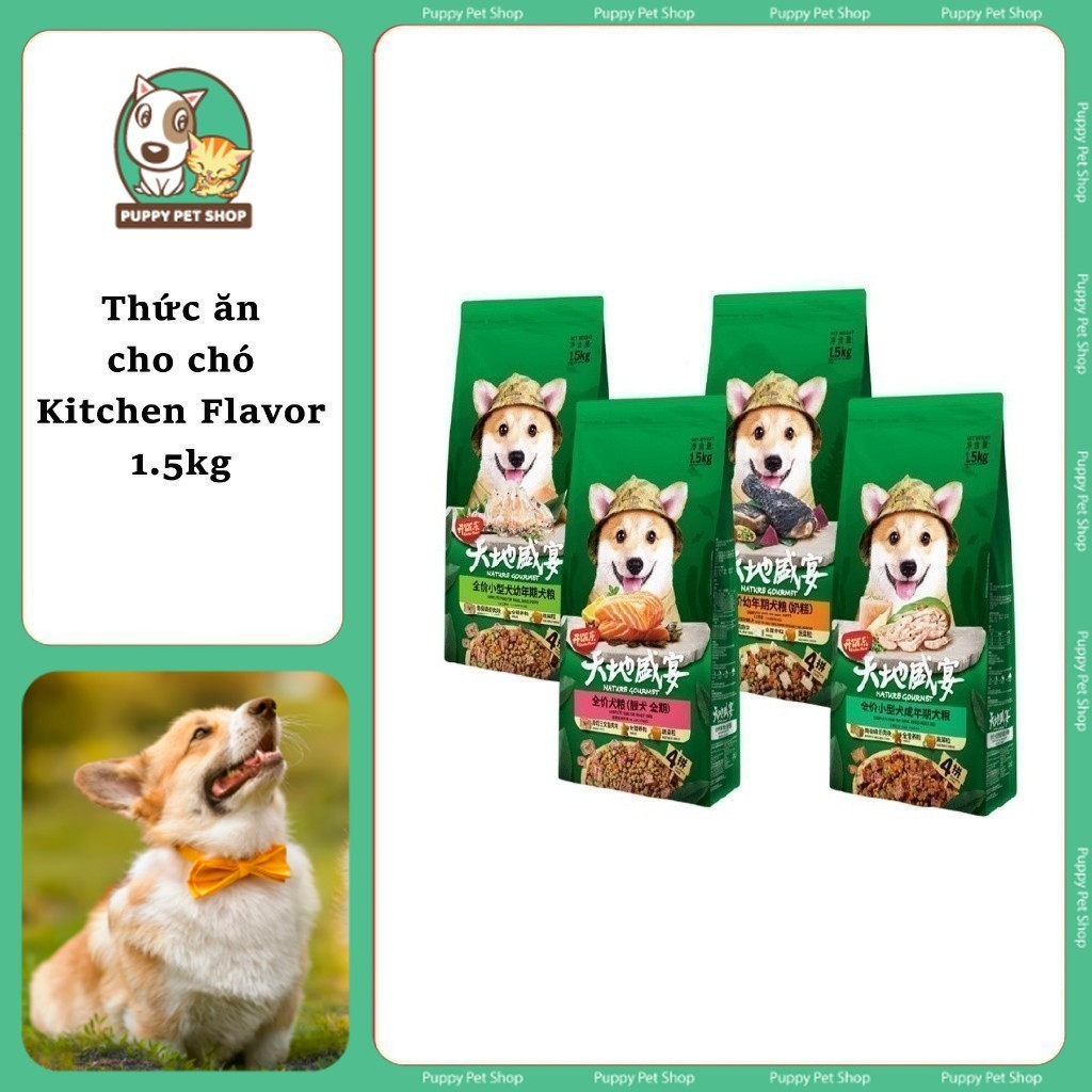 Thức ăn Kitchen Flavor cho chó đủ vị - Thức ăn Kitchen Flavor vị Cá Hồi, Tôm Nam Cực, Gà Ác, Gà Nướn