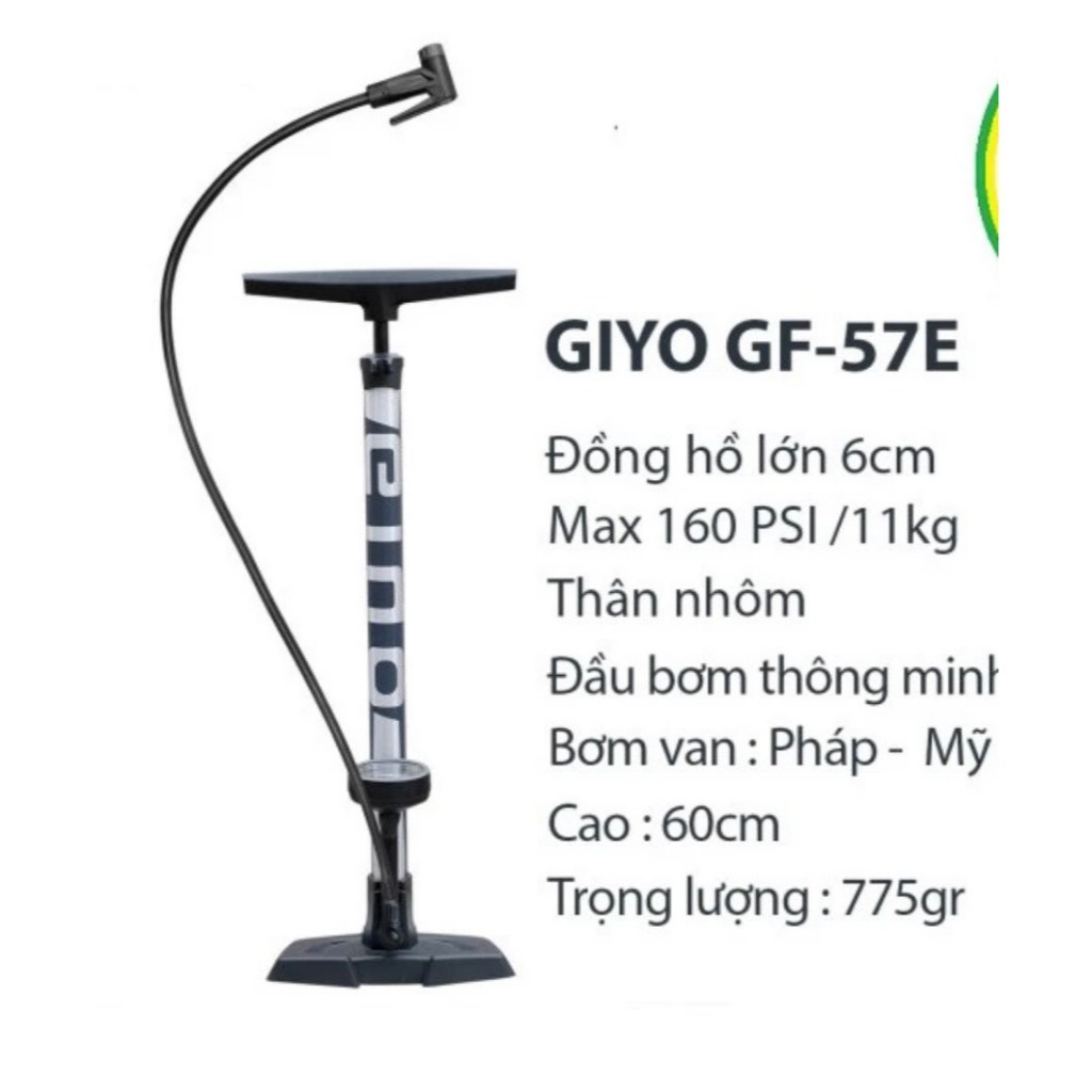 Bơm Xe Đạp GIYO GF-57E, 160PSI/11kg Van Thông Minh