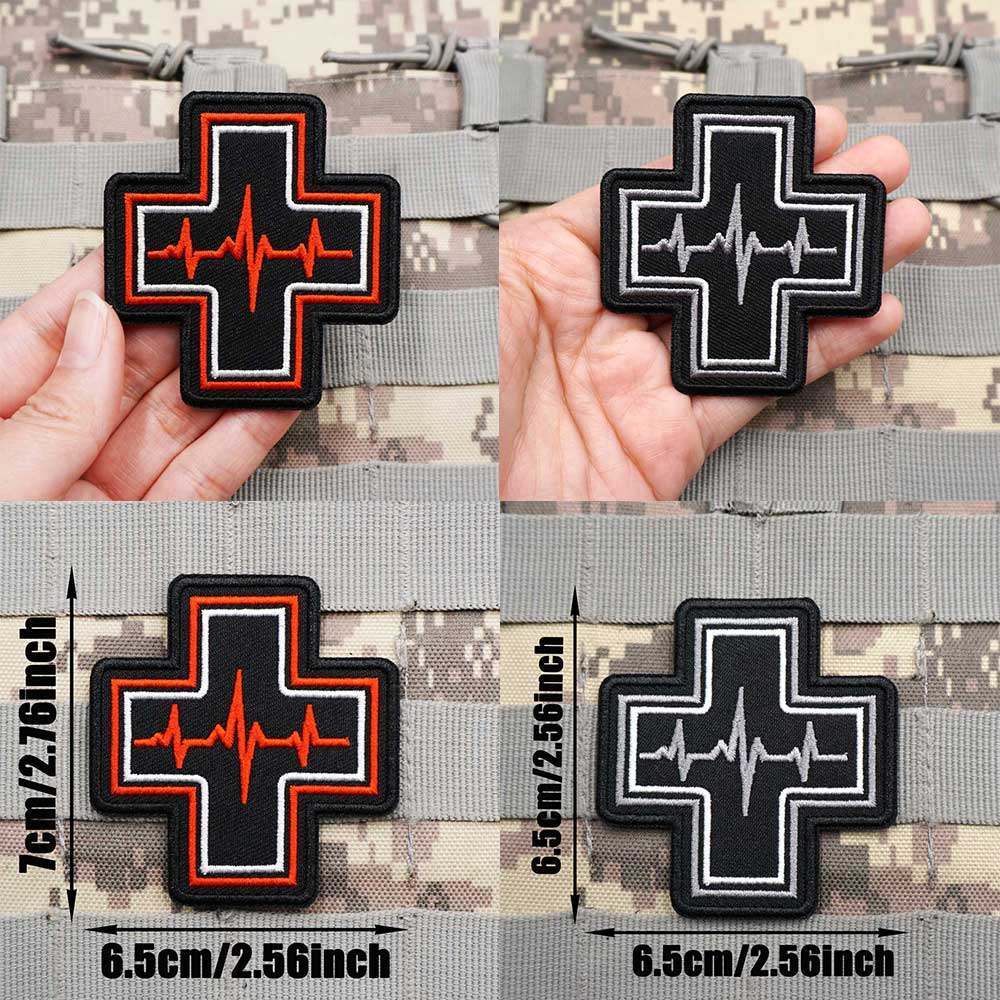 [Tùy chỉnh] AQ Medical Rescue EKG Huy hiệu đạo đức thêu 3D Velcro Miếng dán / Huy hiệu / băng tay / 