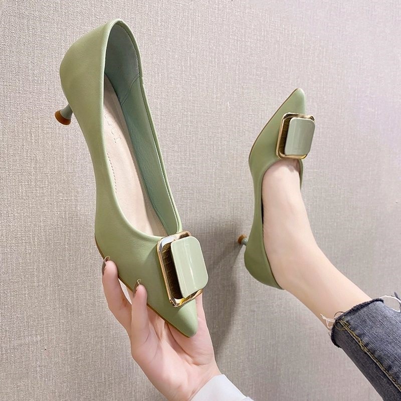 cao gót 3 phân cao gót 5 phân Giày cao gót nhỏ 3CM giày cao gót gót nhọn nữ giày một lớp miệng nông 