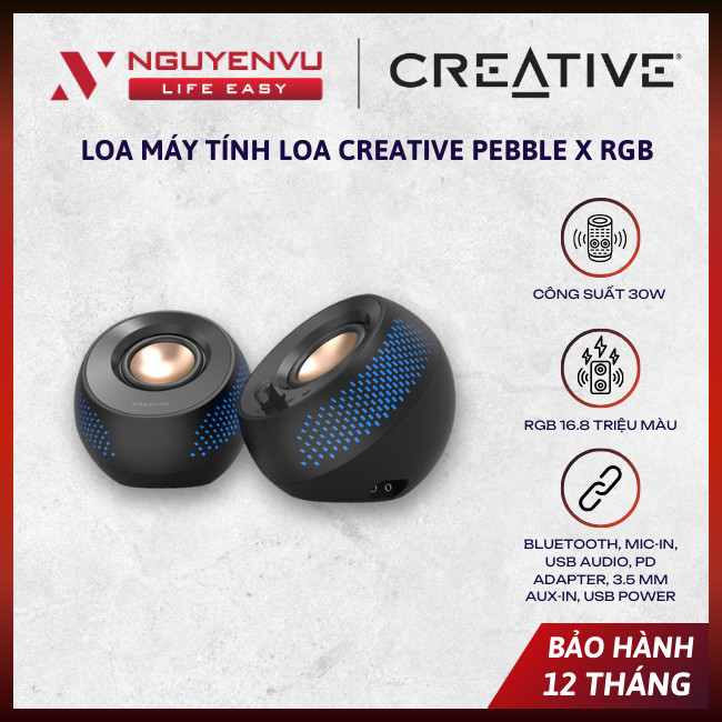 [CHÍNH HÃNG] Loa máy tính Loa Creative Pebble X RGB - Công suất 30W - USB Power Bluetooth 5.3  - BẢO