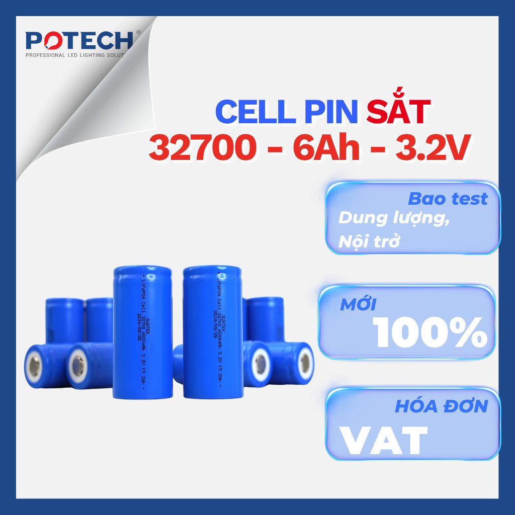 MỚI| Pin LiFePO4 32700 3.2V 6000mAh, cell pin dung lượng cao dòng xả 3C - Pin không tháo khối