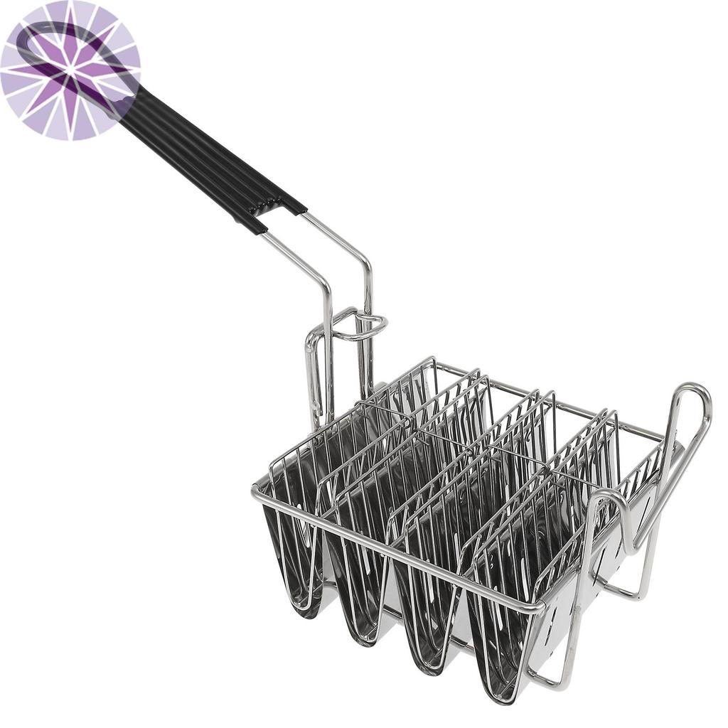 4 Vỏ Taco Shell Fryer Giỏ Inox Taco Shell Fryer Tortilla Fryer có tay cầm có thể tháo rời cho nhà bế