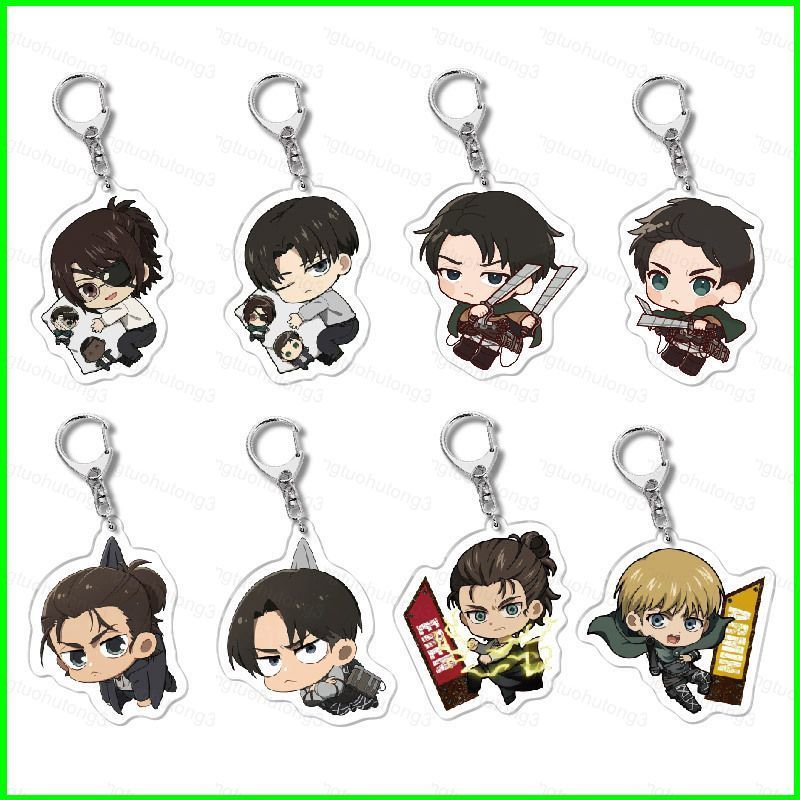 HT3 Tấn Công Titan Acrylic Móc Khóa Mikasa Ackerman Mặt Dây Chuyền Erwin Smith Túi Phụ Kiện Anime Ng