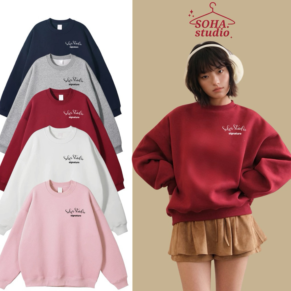 ÁO SWEATER BOXY NỈ LÔNG CÁO NỮ ÁO NỈ SWEATER FORM BOXY SOHA BASIC 1