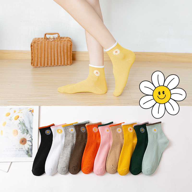 Tất thời trang FHS Mid-Calf Daisy Họa tiết Cotton nữ