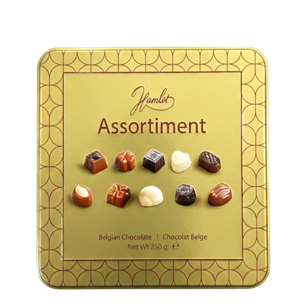 HAMLET - Socola Bỉ Tổng Hợp Hộp Thiếc (Vàng), Assortiment, Belgian Chocolate (250g)