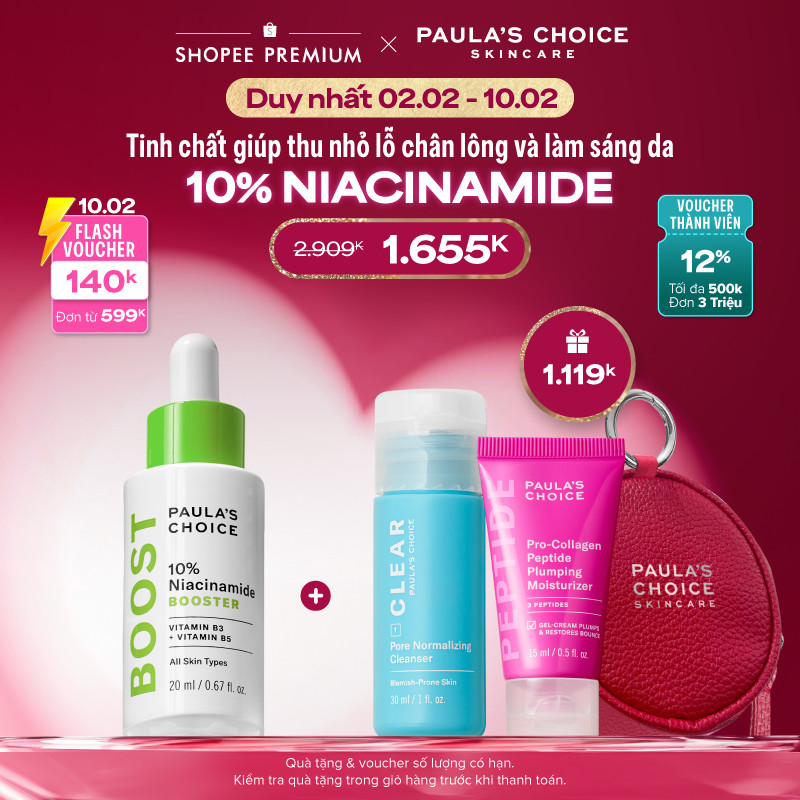 Tinh chất giúp thu nhỏ lỗ chân lông và làm sáng da Paula's Choice 10% Niacinamide Booster 20ml 7980