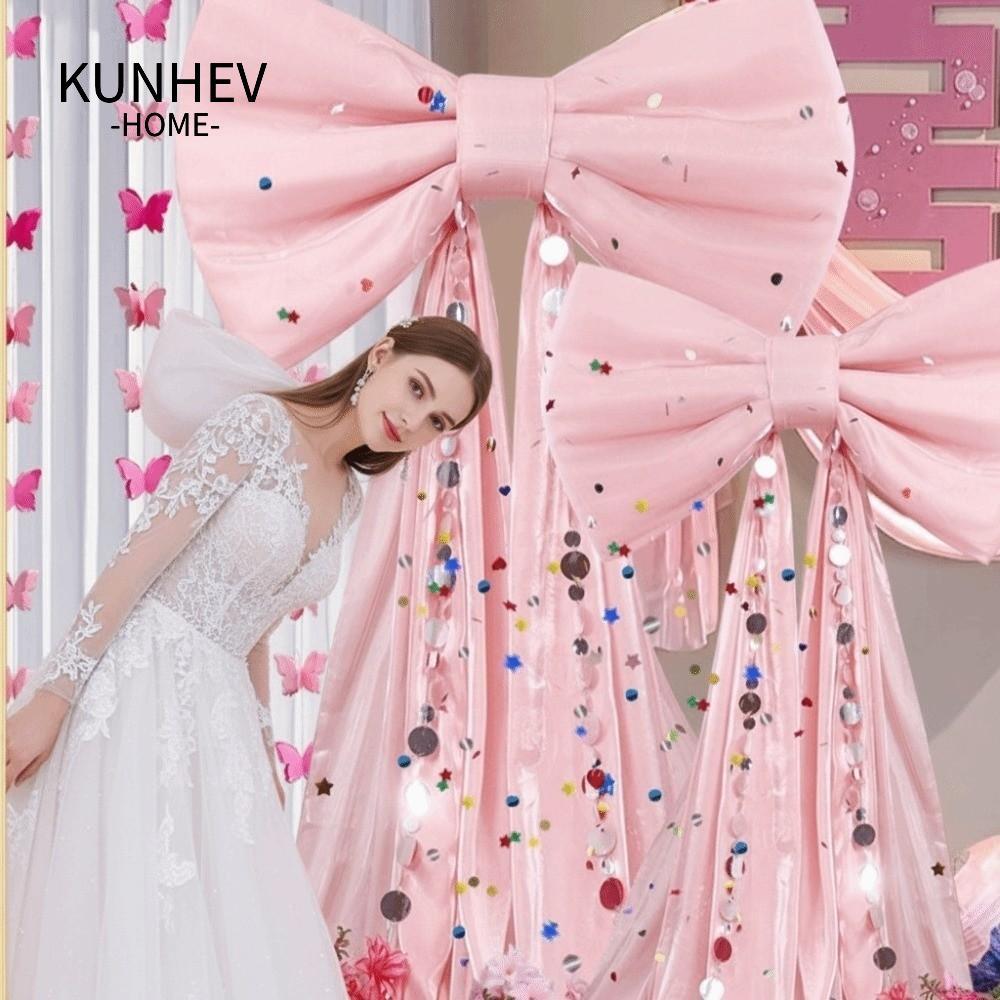 KUNHEV Nơ Trang Trí Tường, Màu Hồng Iridescent Wine Red B Giant Bow Wall Backdrop, Chủ Đề Ruy Băng T