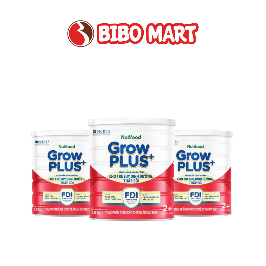 Sữa GrowPLUS+ Đỏ Lon 1,5kg Hỗ Trợ Tăng Cân Phát Triển Não Bộ Chiều Cao Dành Cho Bé Trên 2+- Bibomart