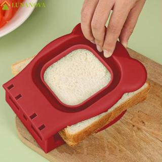 Máy cắt bánh sandwich vuông LUNANOV, Khuôn ép bánh sandwich hình gấu bằng thép không gỉ, Thiết kế lật Kawaii Máy ép tay DIY Máy cắt bánh mì nướng Trường học