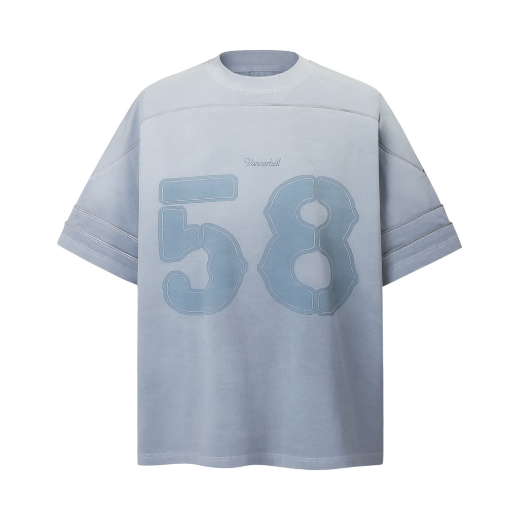 8DVO American numbers56Short-sleeve shirt with a spliced design T Men's and women's summer loose cas