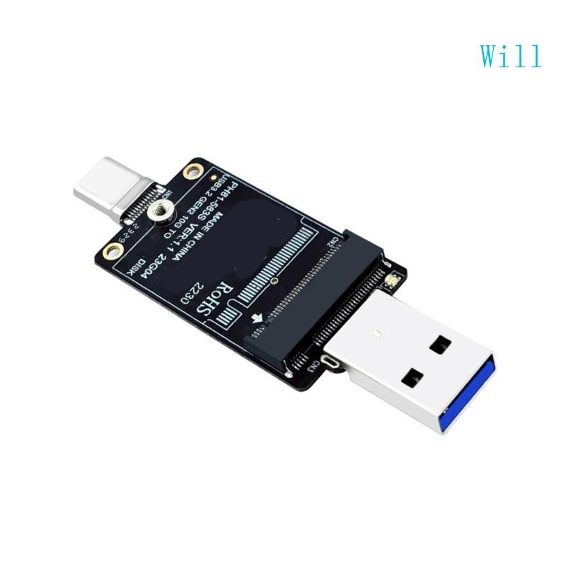 Will M 2 NVME SSD Adapter M 2 Sang USB A Type C Chuyển Đổi Hỗ Trợ 2230 JMS583 M 2 USB 3 2 Gen2 Loại 