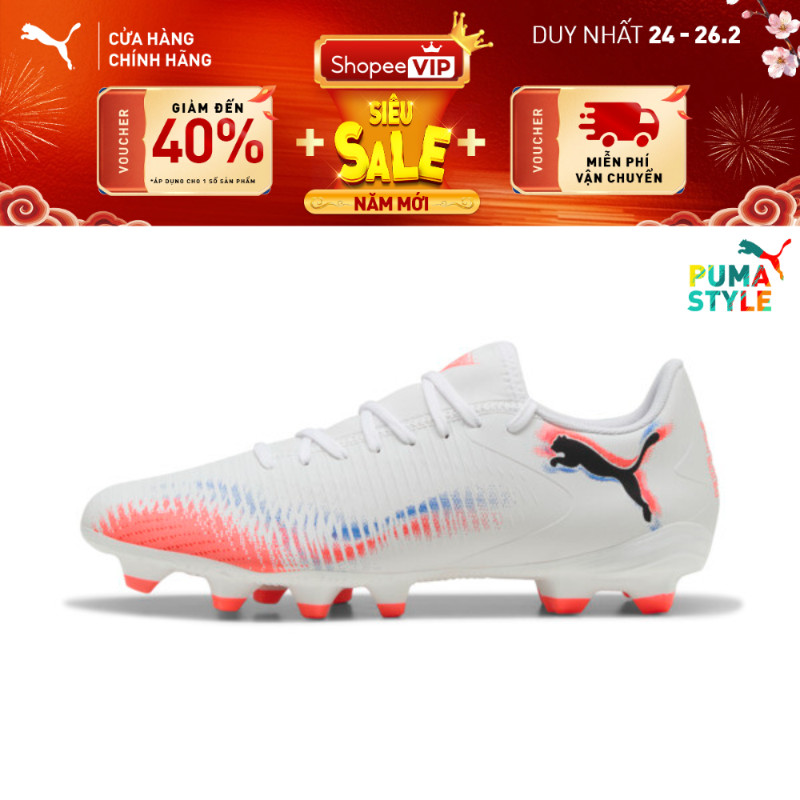 Giày Đá Banh PUMA Unisex FUTURE 8 PLAY FG/AG White-Black-Glowing Red Màu Trắng