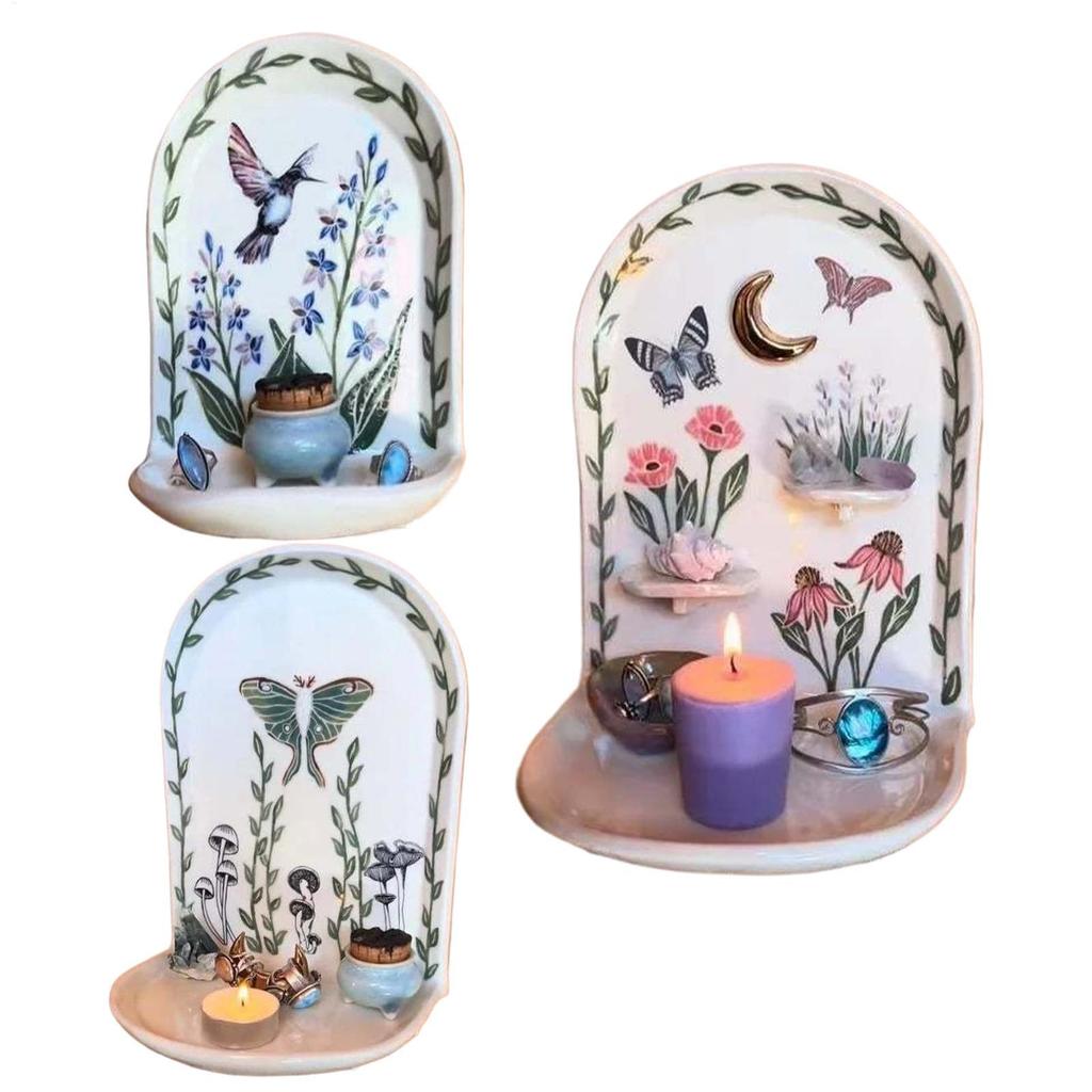 Jewelry Wall Mounted Organizer Jewelry Storage Organizer Wall Mount Storage Shelf Resin Floral Room 