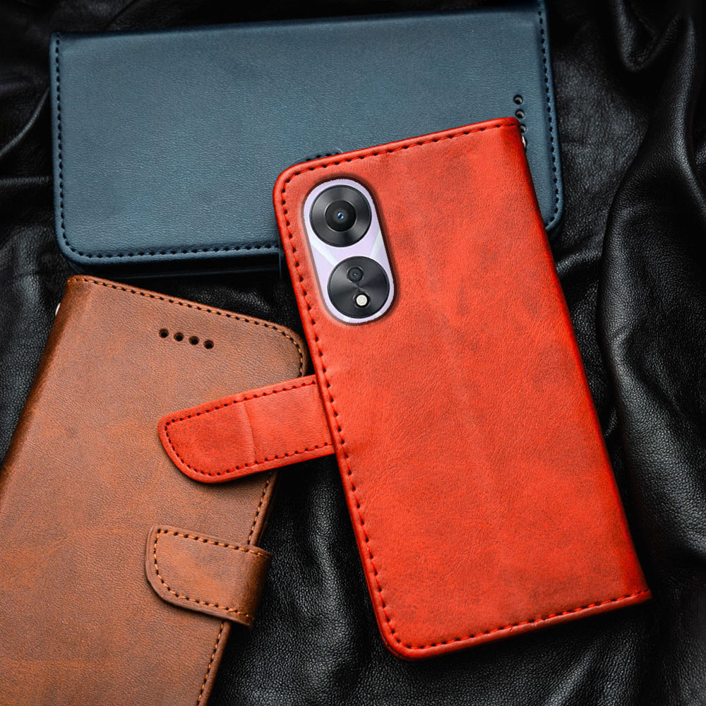 Ốp Điện Thoại Da Sang Trọng Cao Cấp Cho Oppo A78 5G A58 A58x A1x CPH2843 2495 PHJ110 Ví Lật Tích Hợp