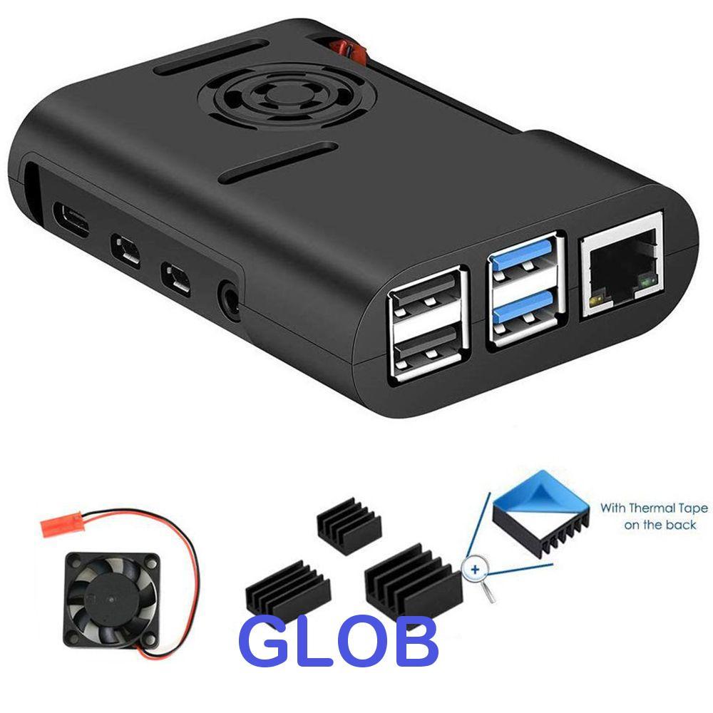 Vỏ GLOB ASB Bền Làm Mát Cho Raspberry Pi 4 Model B, Pi 4B, Pi 4 Vỏ Đen