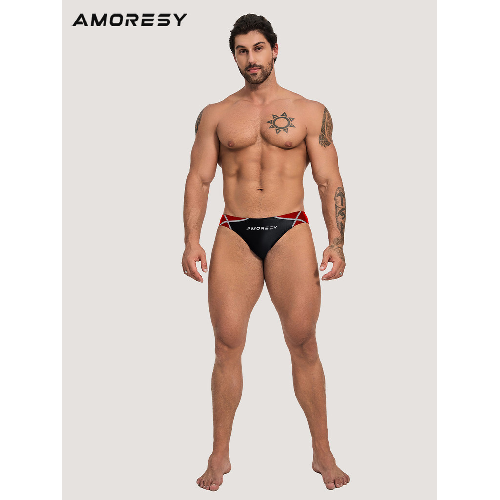 Quần bơi Amoresy Oceanus Series thời trang, spandex bóng mịn, cổ thấp, hông nâng, cực kỳ mỏng