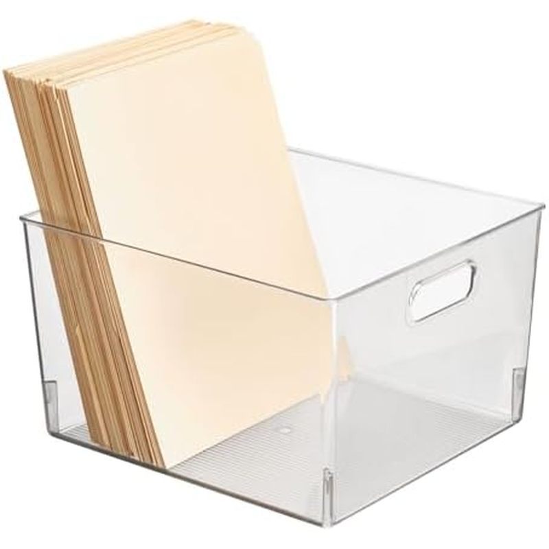 Thùng đựng đồ bằng nhựa cao mDesign, Tổ chức văn phòng cho tủ hồ sơ, tủ, kệ và bàn làm việc - Giữ sổ