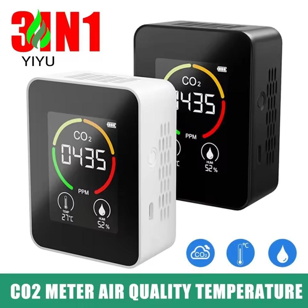 YIYU Máy dò chất lượng không khí YIYU, Máy đo CO2 màn hình LCD 3 trong 1, Máy dò CO2 giám sát thời g